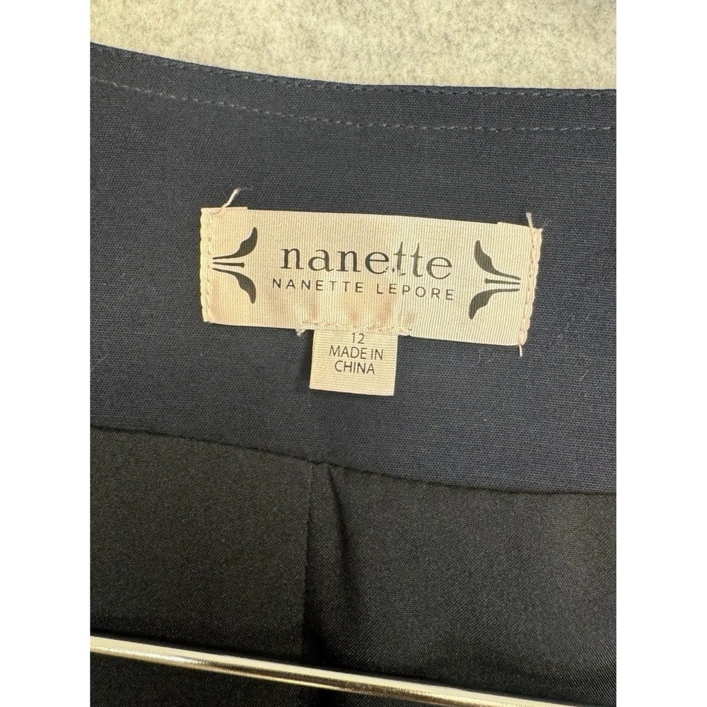 Nanette Lepore‎ Navy Stretch Blazer 12 NWOT Floral Crystal Button Career - Picture 12 of 16